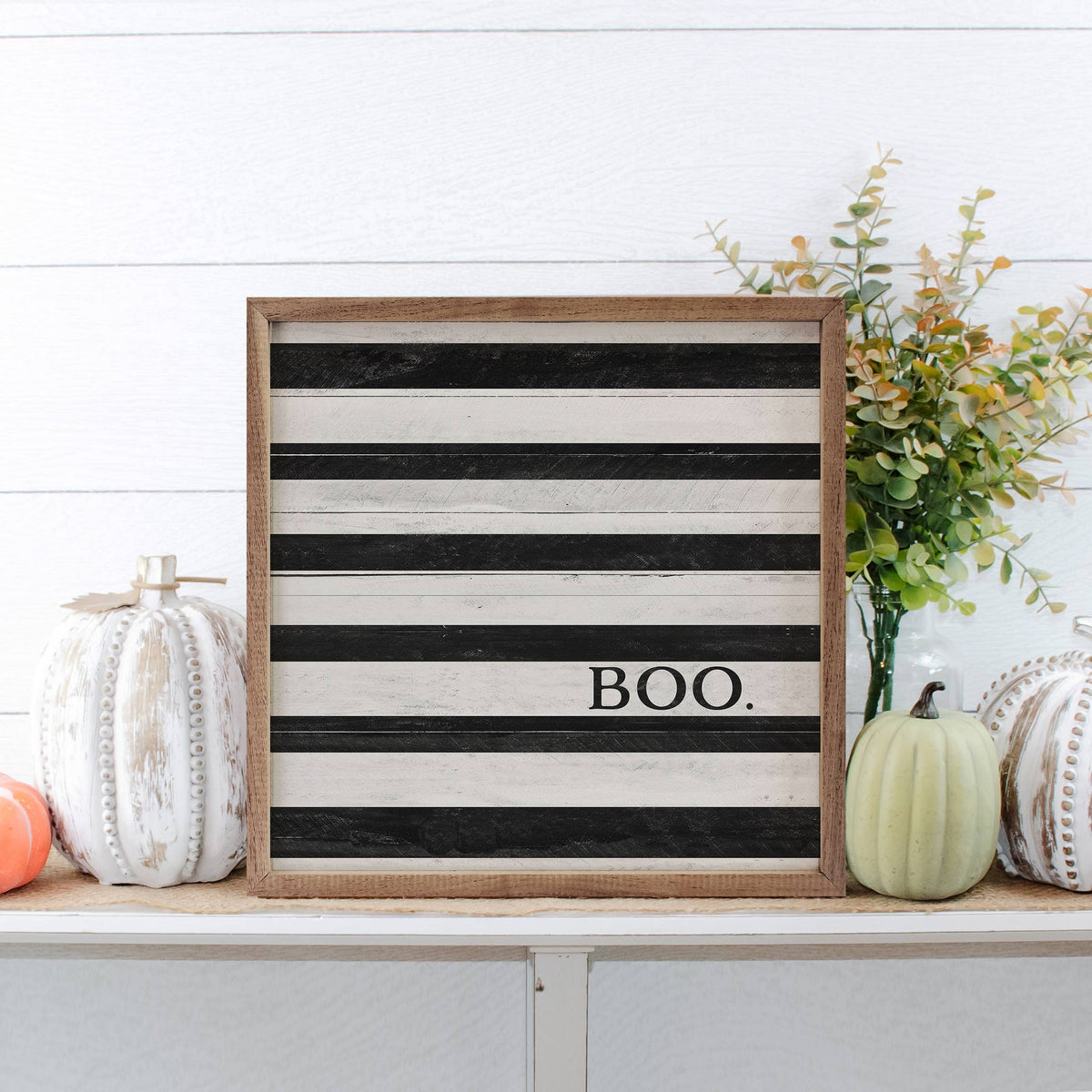 Wooden Boo Black And White Stripe