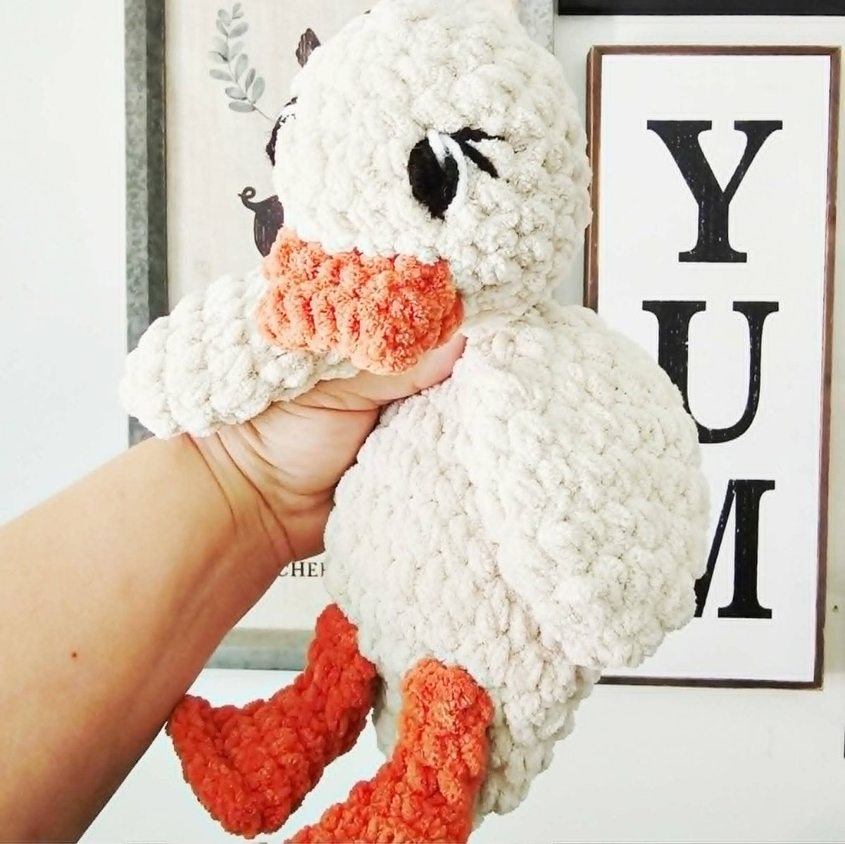 Crochet Duck Stuffed Animal | Infant Cuddle Snuggler Toy